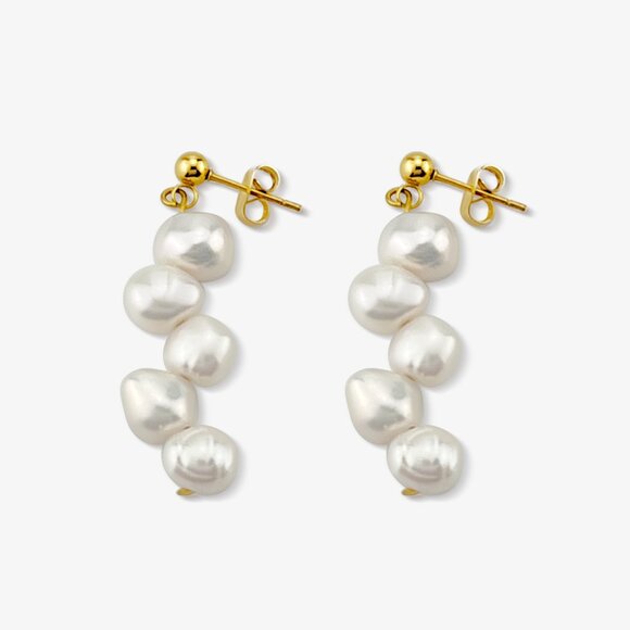 Callie Earrings/ Elegant organic shape pearl dangle style earrings - Picture 2 of 2